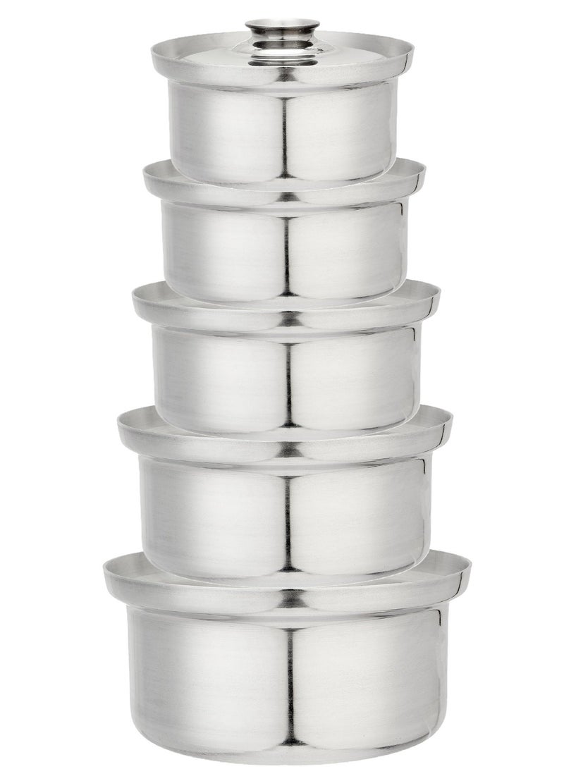 طيبة طقم قدور 5 حله  المنيوم المقاس باللتر 1لتر/2لتر/4لتر/8لتر/12لنر المقاس بالسنتمتر 14/18/22/26/30 CM - Image 2